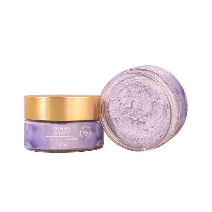 Éclair Sunny Grape SUGAR FOAM PEELING - Cukros hab testradír szőlő-kiwi illat, 200 ml