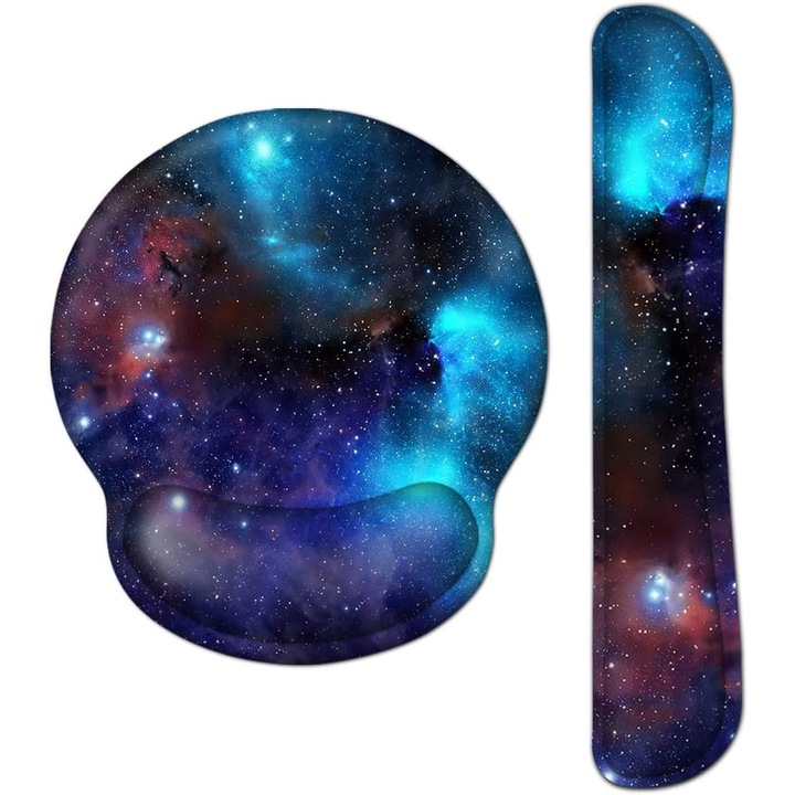 Set Suport Încheietură Tastatură și Mousepad Ergonomic AOKSUNOVA, Negru, Dimensiuni 44x8cm și 22x25cm