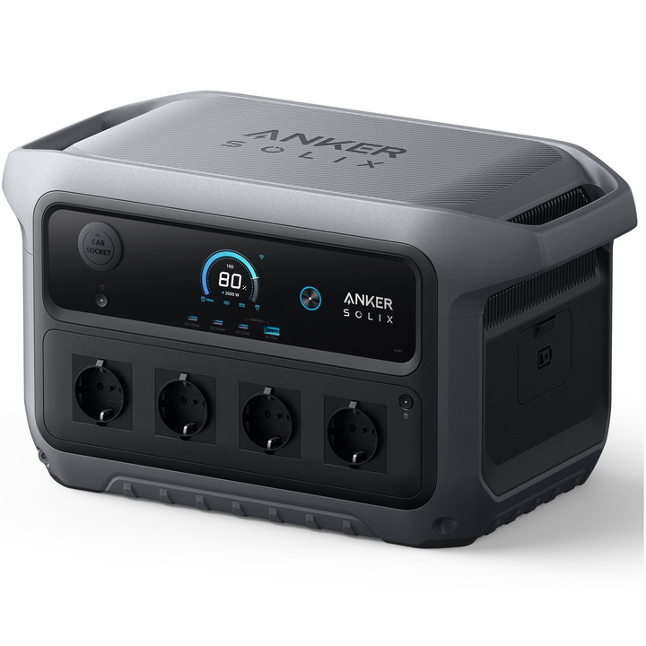 Anker Solix C2000 hordozható erőmű, 2. generáció, 2048 Wh, 2400 W, UPS funkció, USB-A, USB-C, Szürke