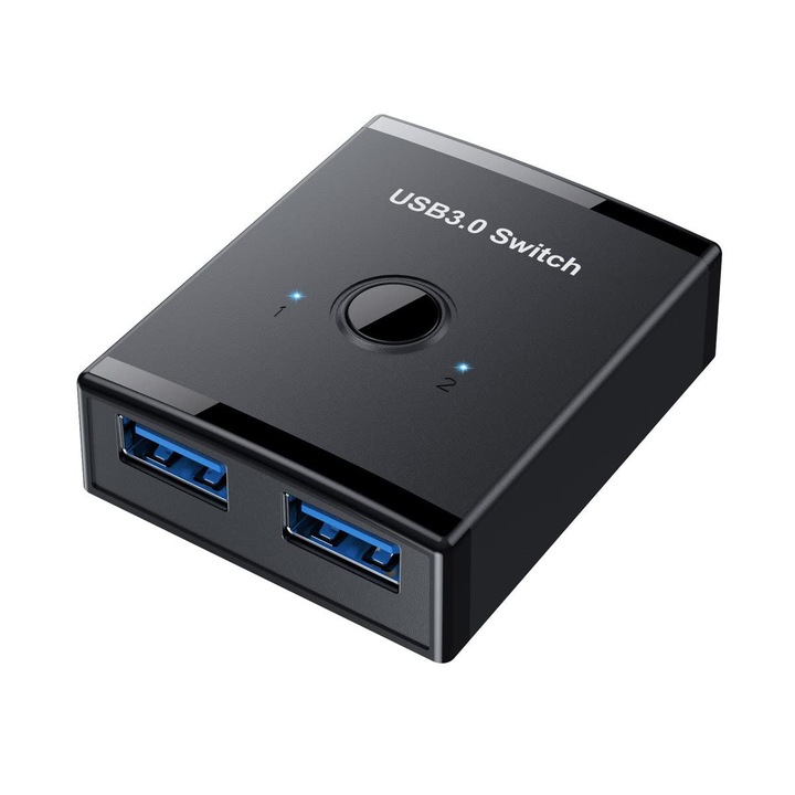 USB 3.0 Kétirányú KVM Kapcsoló 2:1, 5Gbps átvitel, PC megosztáshoz
