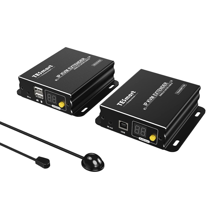 Extender HDMI KVM Tesmart 120m Full HD 1080P, egér és billentyűzet támogatással, fém konstrukció