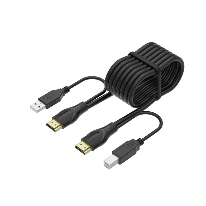 KVM kábel 3m HDMI USB Yinker, 4K videóátvitel, aranyozott csatlakozók