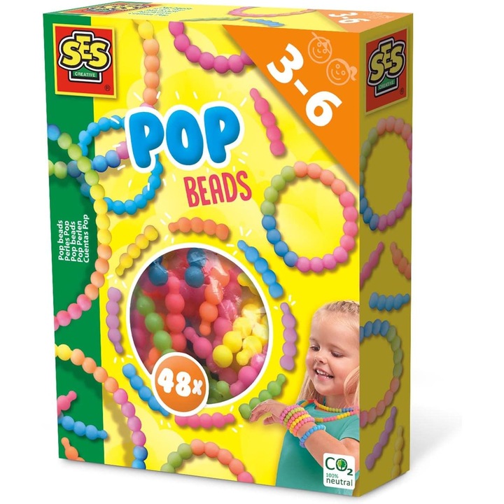 Set Creativ SES Pop Beads, margele colorate, 4 ani