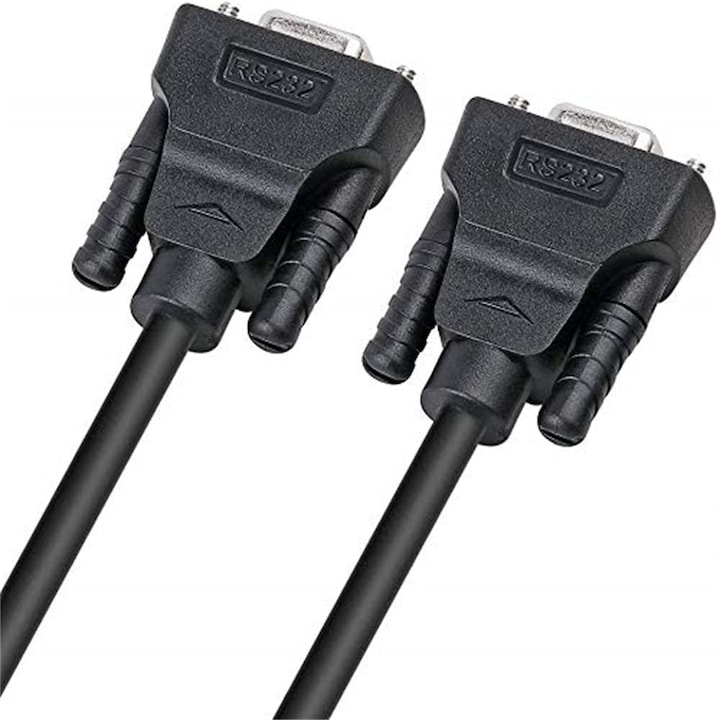 Cablu DTECH DB9 RS232 Zero Modem, 7 fire, 3m, Negru