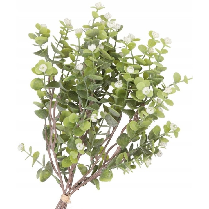 Műcsokor, Luka, bukszus ágak, 37-38cm, zöld-fehér