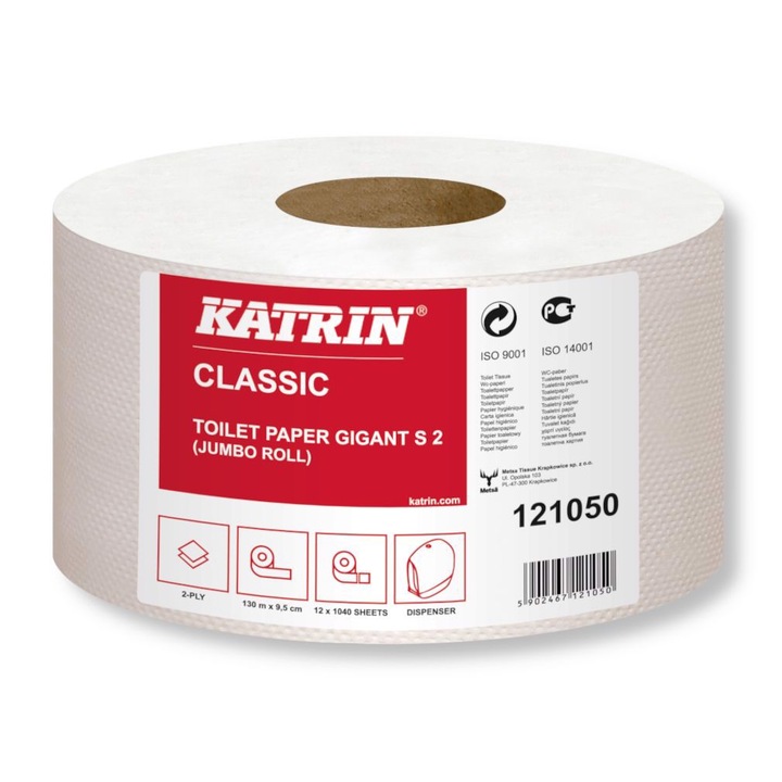 Papier toaletowy Katrin Classic Gigant 2 straturi, alb, 130m, set 1 rola