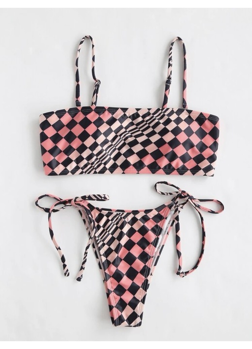 Női kétrészes fürdőruha, rózsaszín-narancssárga