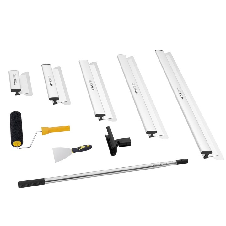 Set de lame pentru finisare a gips-cartonului, VEVOR, 10/16/24/32/40 in, mâner extensibil 34-81.6 in, inox