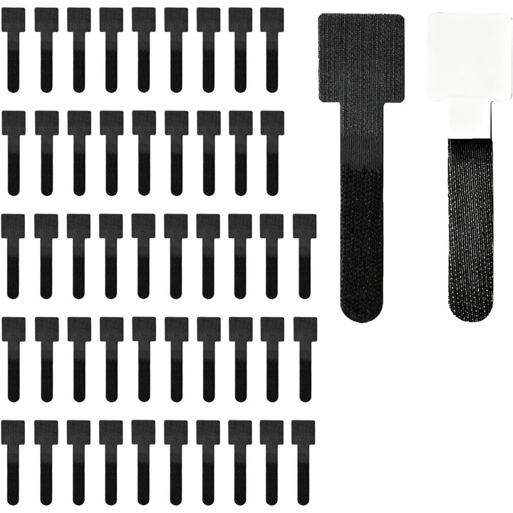 Set 50 organizatoare cabluri autoadezive, Wvxilyr, Velcro, pentru birou si acasa, adeziv puternic, utilizare usoara