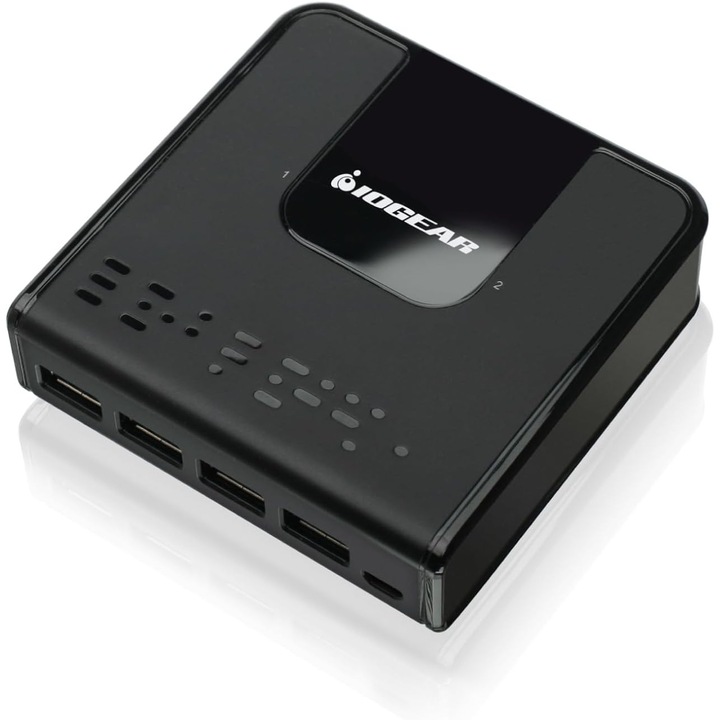 IOGEAR GUS432 KVM kapcsoló, 4 USB port, 2 számítógép, 5Gbps sebesség, LED jelzővel