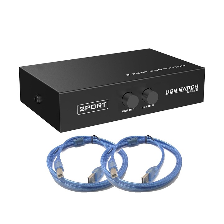 USB 2.0 kapcsoló, SIENOC, 2 portos, PC megosztás, szkenner, nyomtató