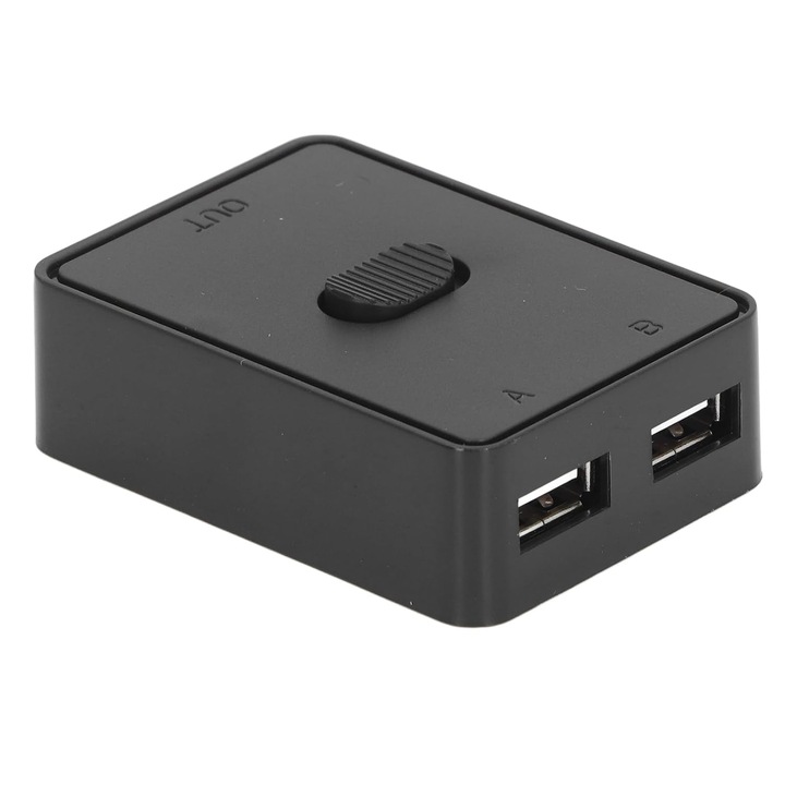 Fockety kétirányú USB 2.0 kapcsoló, 1 eszköz megosztása 2 PC között, kompakt kialakítás, ABS