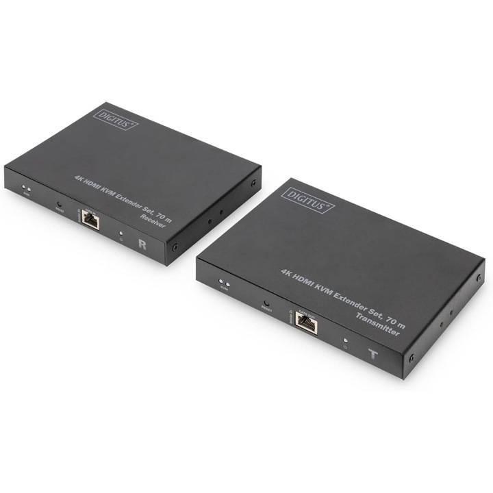 DIGITUS KVM HDMI Hosszabbító 4K, 60Hz, 70m LAN kábelen keresztül, adó & vevő szett
