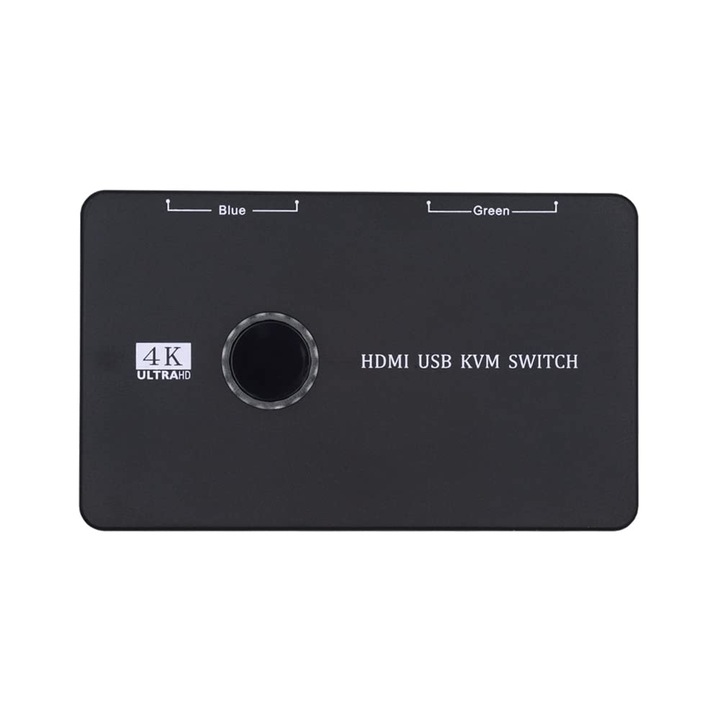 HDMI 4K KVM kapcsoló, Cablecc, 2 PC megosztása, USB 2.0, 4K@60Hz felbontás támogatása