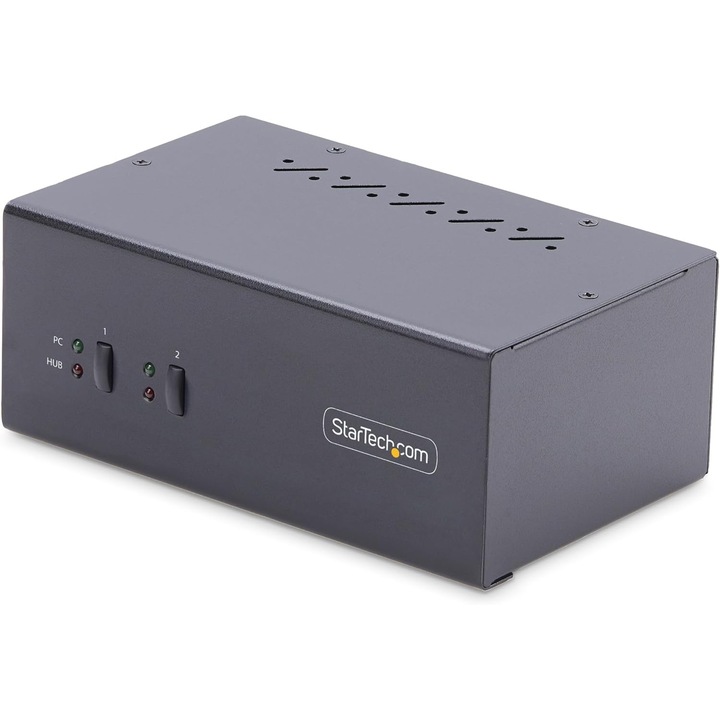 Startech KVM kapcsoló 2 portos Kétmonitoros 4K 60Hz, 2xUSB 3.0, acél