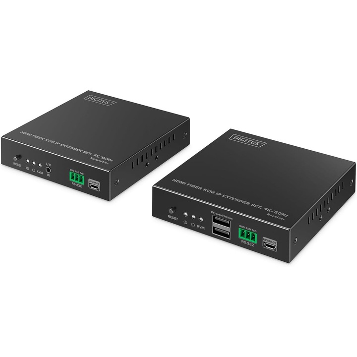 DIGITUS UHD 4K 60Hz KVM IP hosszabbító, optikai szálas, 40km SM, 300m MM
