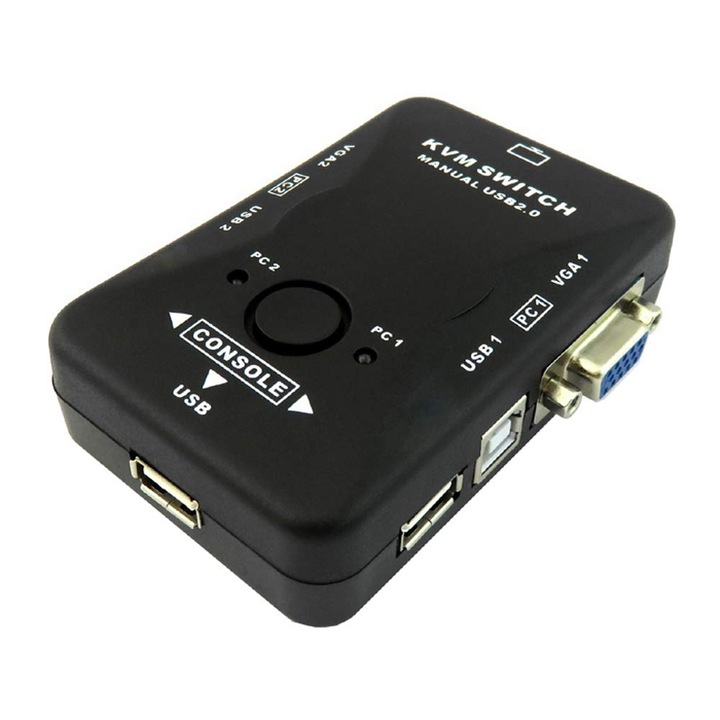 Bolwins USB VGA 2 portos KVM kapcsoló, kompakt kialakítás, stabil csatlakozás
