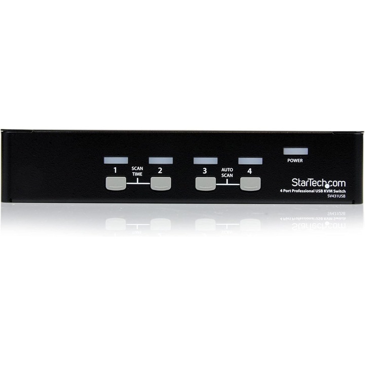 StarTech KVM kapcsoló, 4 portos, VGA és USB, integrált hub, professzionális