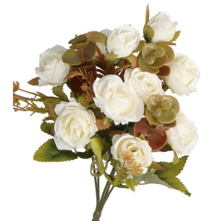 Luka művirág csokor, 5 ágú, krém, 30 cm