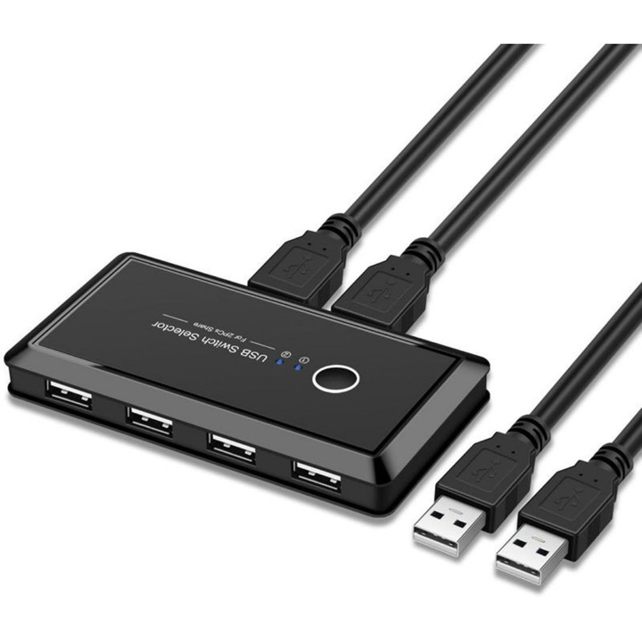 Switch KVM USB 2.0 Chenyang, 4 eszköz, plug-and-play, 2 x USB, kompakt