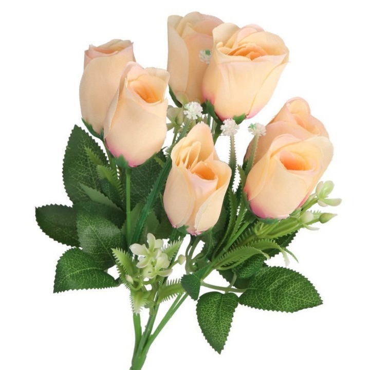Művirág csokor, Luka, 7 ágú, barack, 32 cm