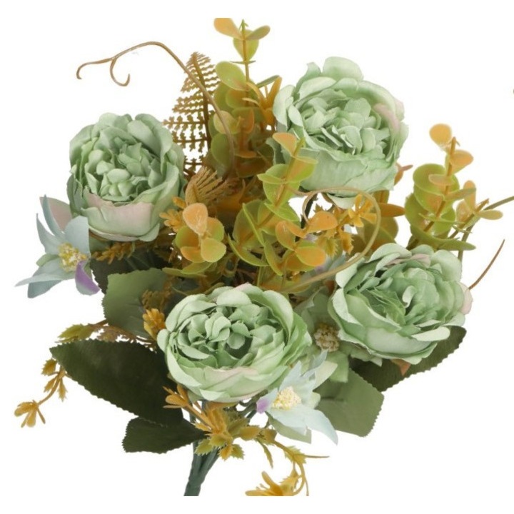 Букет изкуствени цветя Лука, 7 клона, зелен, 30см