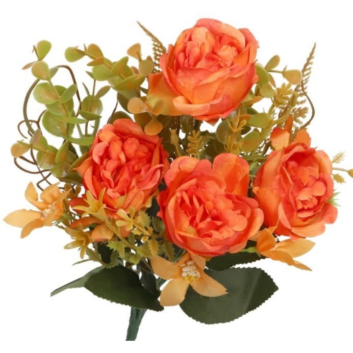 Luka művirág csokor, 7 ágú, narancssárga, 30cm