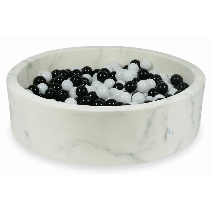 Játszótér labdákkal, mimikák, márvány, 400 labda, 110x30cm, fekete, fehér