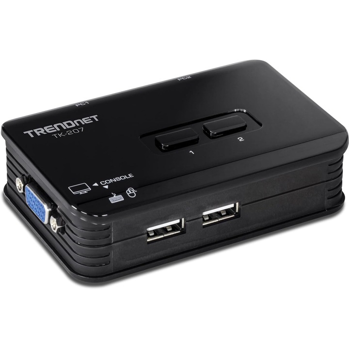 TRENDnet TK-207K KVM kapcsoló, 2 portos, VGA és USB, 2048x1536 felbontás