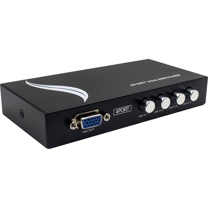 Duttek 4 portos VGA kapcsoló, kompakt, fémházas, plug-and-play