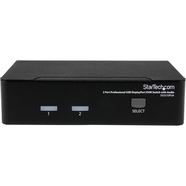 Startech KVM kapcsoló, 2 portos, DisplayPort, 2560x1600 felbontás, HD digitális hang