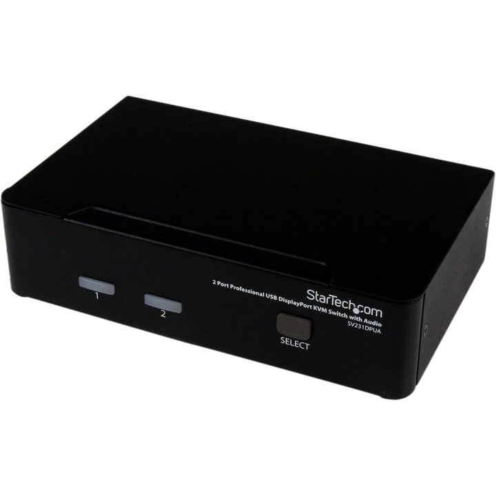 Startech KVM kapcsoló, 2 portos, DisplayPort, 2560x1600 felbontás, HD digitális hang