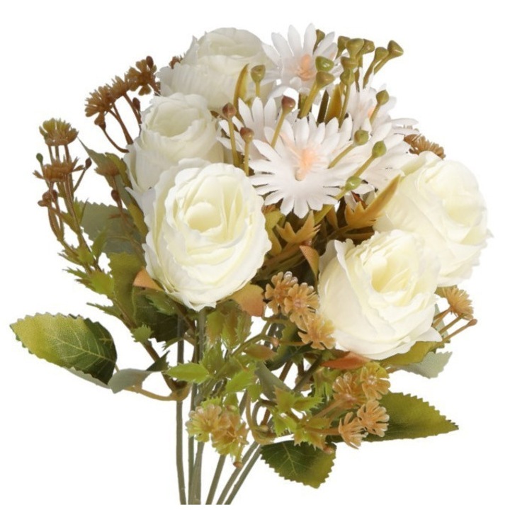 Luka művirág csokor, 7 ágú, bézs, 30cm