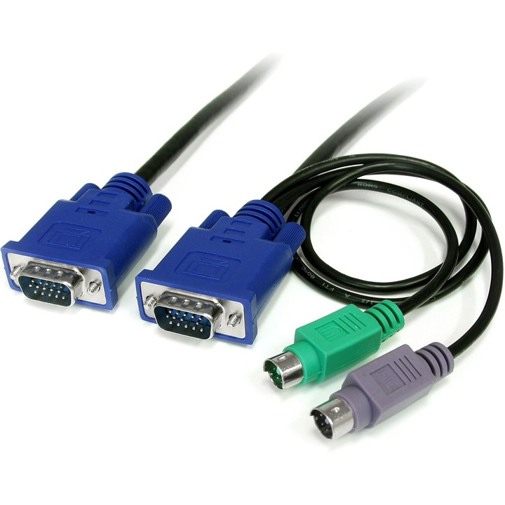 StarTech KVM kábel 1.8m 3-az-1-ben PS/2, fekete színű, ultra vékony