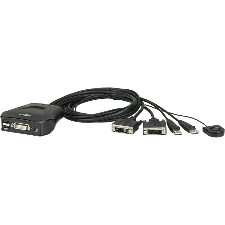 Aten CS22D 2 portos KVM kapcsoló, USB, DVI-D, 1920x1200 felbontás