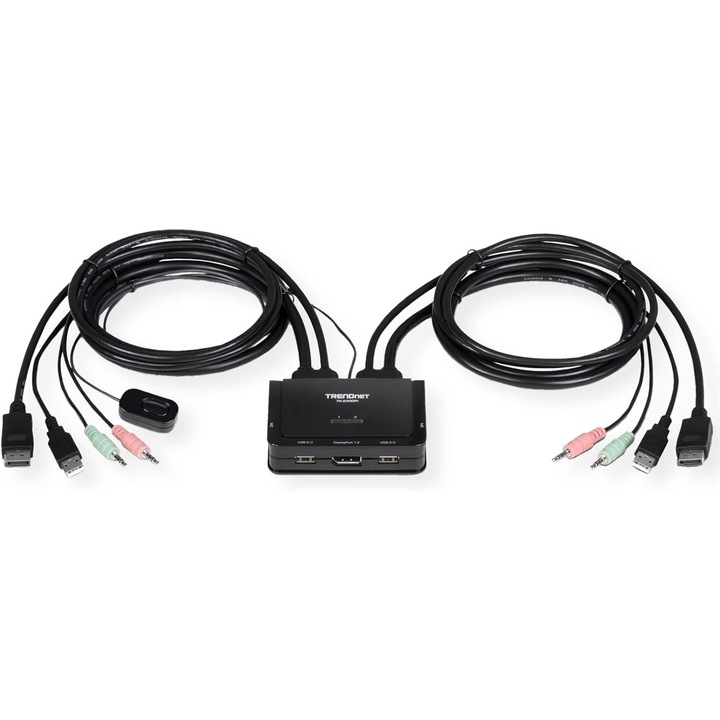 TRENDnet TK-220DPI 2 portos 4K UHD KVM kapcsoló, DisplayPort 1.2, 5.1 audio