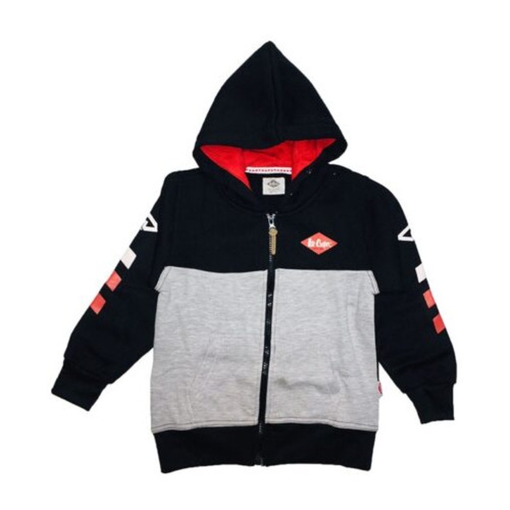 Суичър за момчета, Lee Cooper, ватиран с качулка, черен, Черен