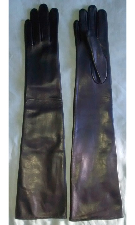 Manusi lungi 49 cm, piele nappa, negru, marimea 6.5