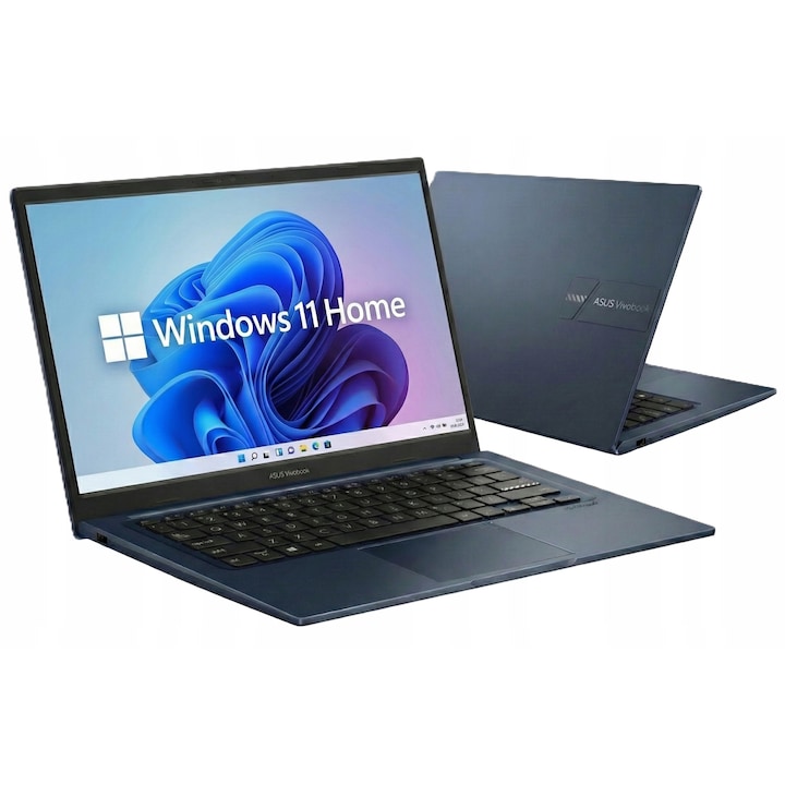 Set Laptop Asus Vivobook 14, Procesor Intel Core I3 1315U, Memorie 16Gb Ram Ddr4, Stocare 512Gb Ssd M.2 Pcie, Sistem De Operare Windows 11 Home, Culoare Quiet Blue, Portabilitate Maxima