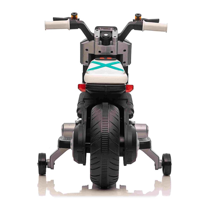 Motocicleta electrica copii Future 88, alb, 25W, 88x46x56cm, set cu încărcător și instrucțiuni
