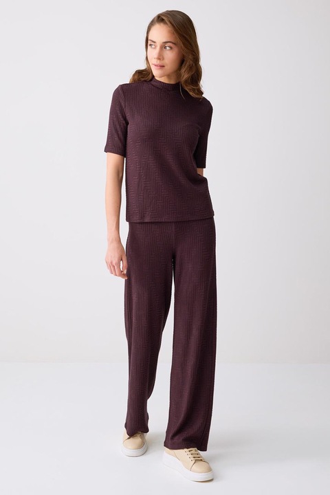 JIMMY KEY, Bluza texturata cu maneci scurte, Violet tyrian