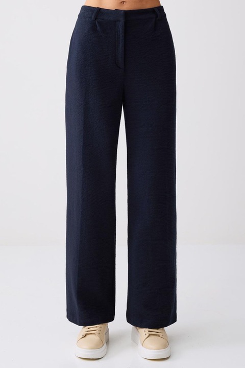 JIMMY KEY, Pantaloni cu croiala ampla si talie inalta, Bleumarin