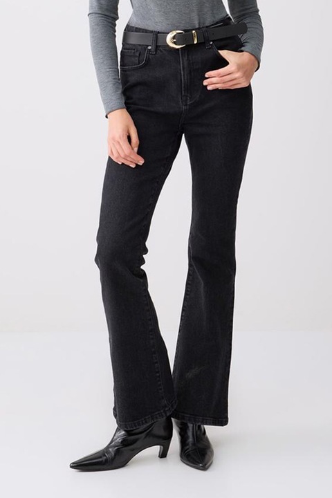 JIMMY KEY, Blugi bootcut cu talie medie, Gri antracit