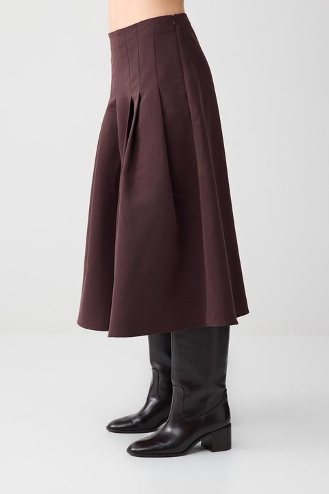 JIMMY KEY, Fusta uni cu croiala evazata, Maro