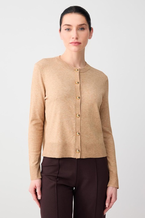 JIMMY KEY, Cardigan cu decolteu la baza gatului si nasturi, Bej