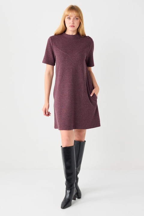 JIMMY KEY, Rochie cu maneci scurte si buzunare laterale, Violet melange