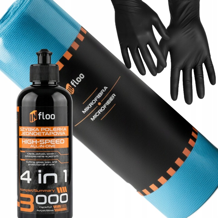 Pasta polish, Infloo, Rapida 4in1, abraziva, lustruieste, protejeaza, ceara, 30 role microfibra, elimina defecte, stralucire rapida