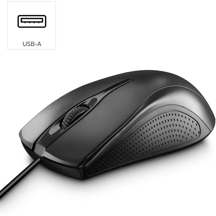 Mouse Hama cu Fir, 3 Butoane, 1000 DPI, Negru