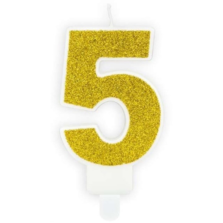 Candle birthday, cifra 5, 7cm, set accesorii pentru petrecere