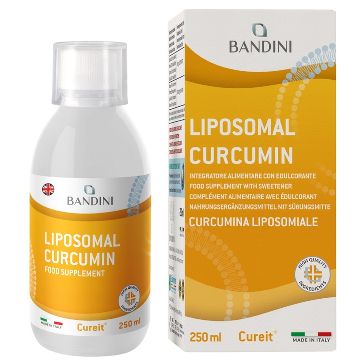 Supliment Alimentar Lichid Bandini, 250ml, Curcumina Lipozomala 200mg, Vegan, Bioavailable